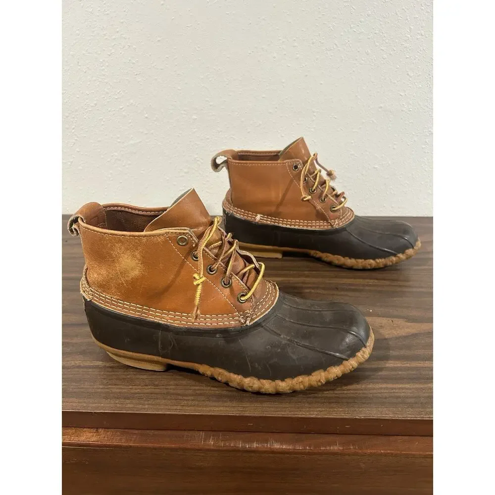 LL Bean Boots 6 Inch Original Men's Size 9M Made In USA Tan Brown Gum Leather